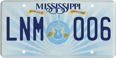 MS license plate LNM006