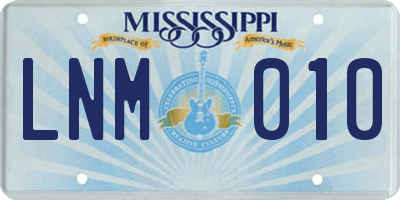 MS license plate LNM010