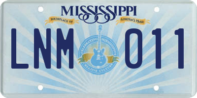 MS license plate LNM011