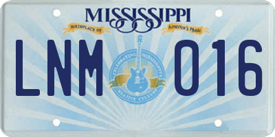 MS license plate LNM016