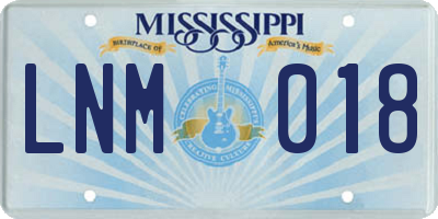MS license plate LNM018