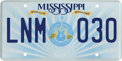 MS license plate LNM030