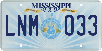 MS license plate LNM033