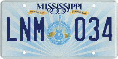 MS license plate LNM034