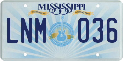 MS license plate LNM036
