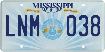 MS license plate LNM038