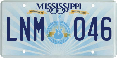MS license plate LNM046