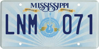 MS license plate LNM071