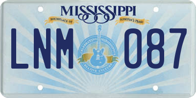 MS license plate LNM087