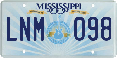 MS license plate LNM098