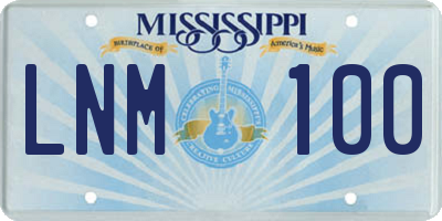 MS license plate LNM100