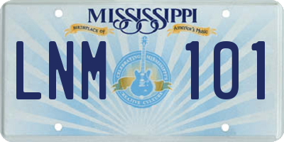 MS license plate LNM101