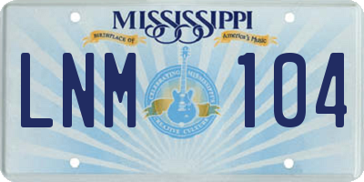 MS license plate LNM104
