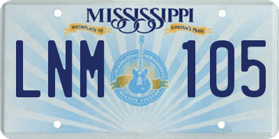 MS license plate LNM105