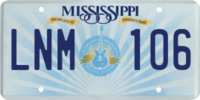 MS license plate LNM106