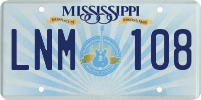 MS license plate LNM108