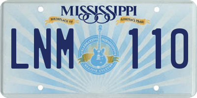 MS license plate LNM110