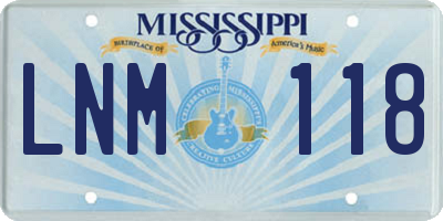 MS license plate LNM118