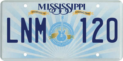 MS license plate LNM120