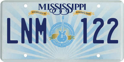 MS license plate LNM122