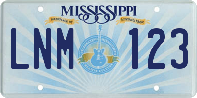 MS license plate LNM123