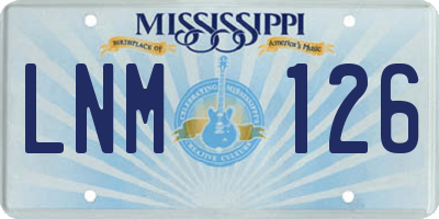 MS license plate LNM126