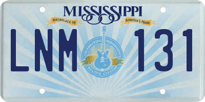 MS license plate LNM131