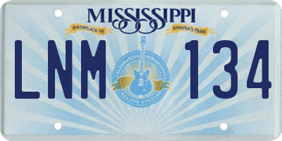 MS license plate LNM134