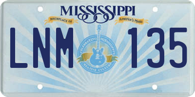 MS license plate LNM135