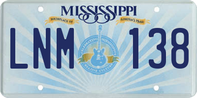 MS license plate LNM138