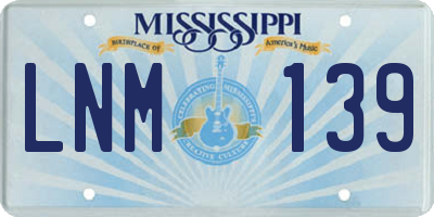 MS license plate LNM139