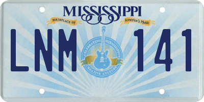 MS license plate LNM141