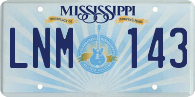 MS license plate LNM143