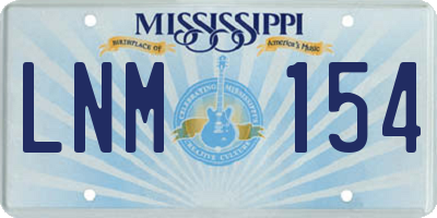 MS license plate LNM154