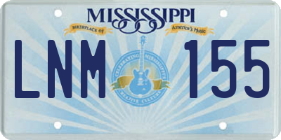 MS license plate LNM155