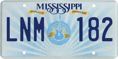 MS license plate LNM182