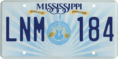 MS license plate LNM184