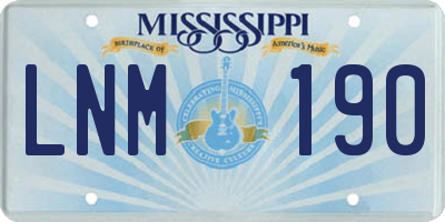 MS license plate LNM190