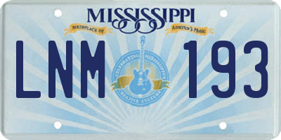 MS license plate LNM193