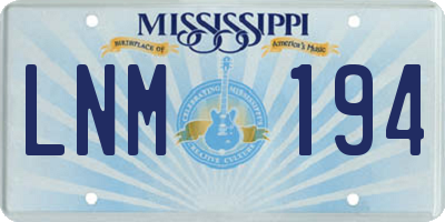 MS license plate LNM194