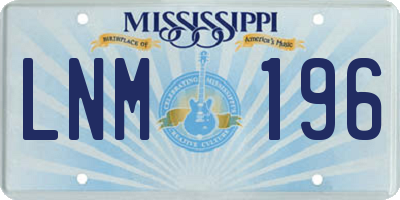 MS license plate LNM196