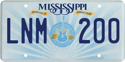 MS license plate LNM200