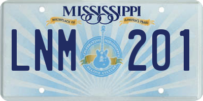 MS license plate LNM201