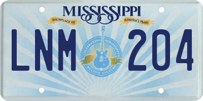MS license plate LNM204