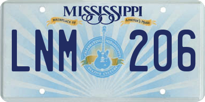 MS license plate LNM206