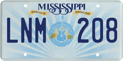 MS license plate LNM208
