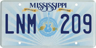 MS license plate LNM209