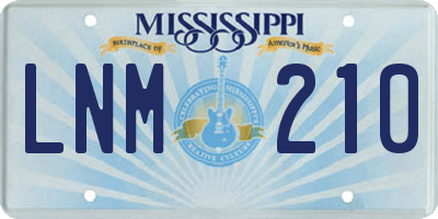 MS license plate LNM210