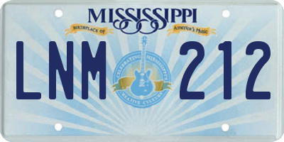 MS license plate LNM212