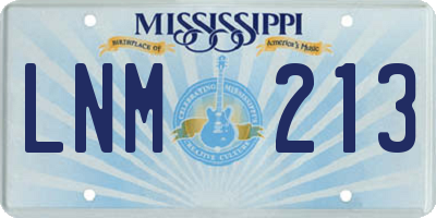 MS license plate LNM213